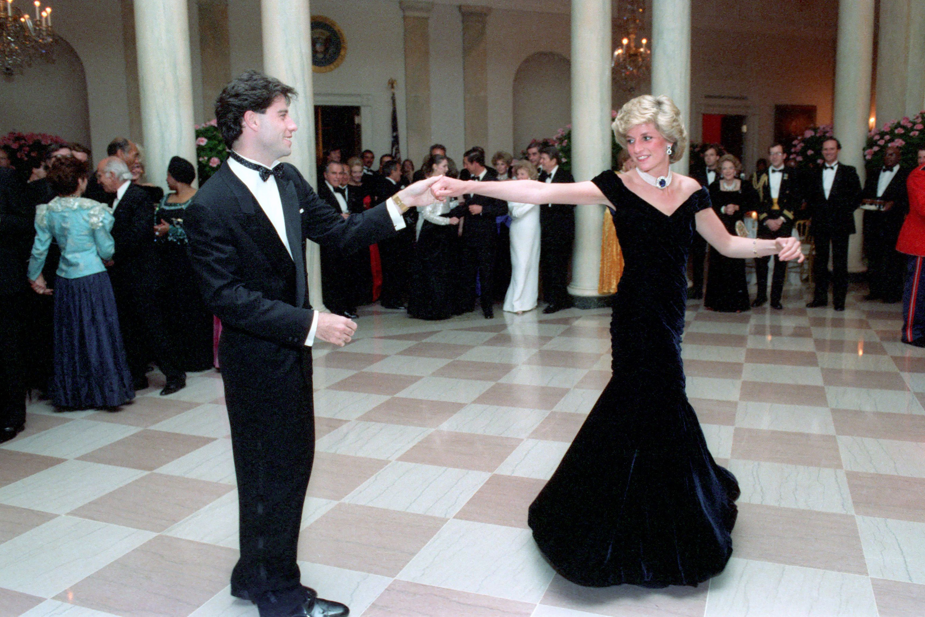 Princess Diana dancing with John Travolta at a White House dinner.